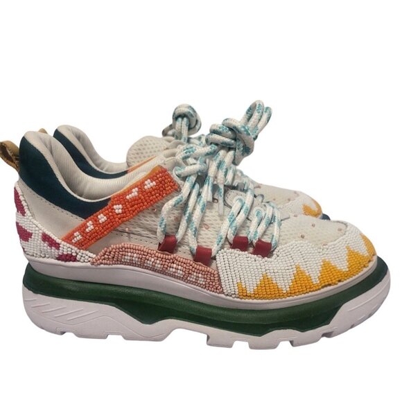 FARM RIO Multicolor Beaded Sneakers Shoes Womens Sz 9 Boho Tropical Brazil - Picture 4 of 9